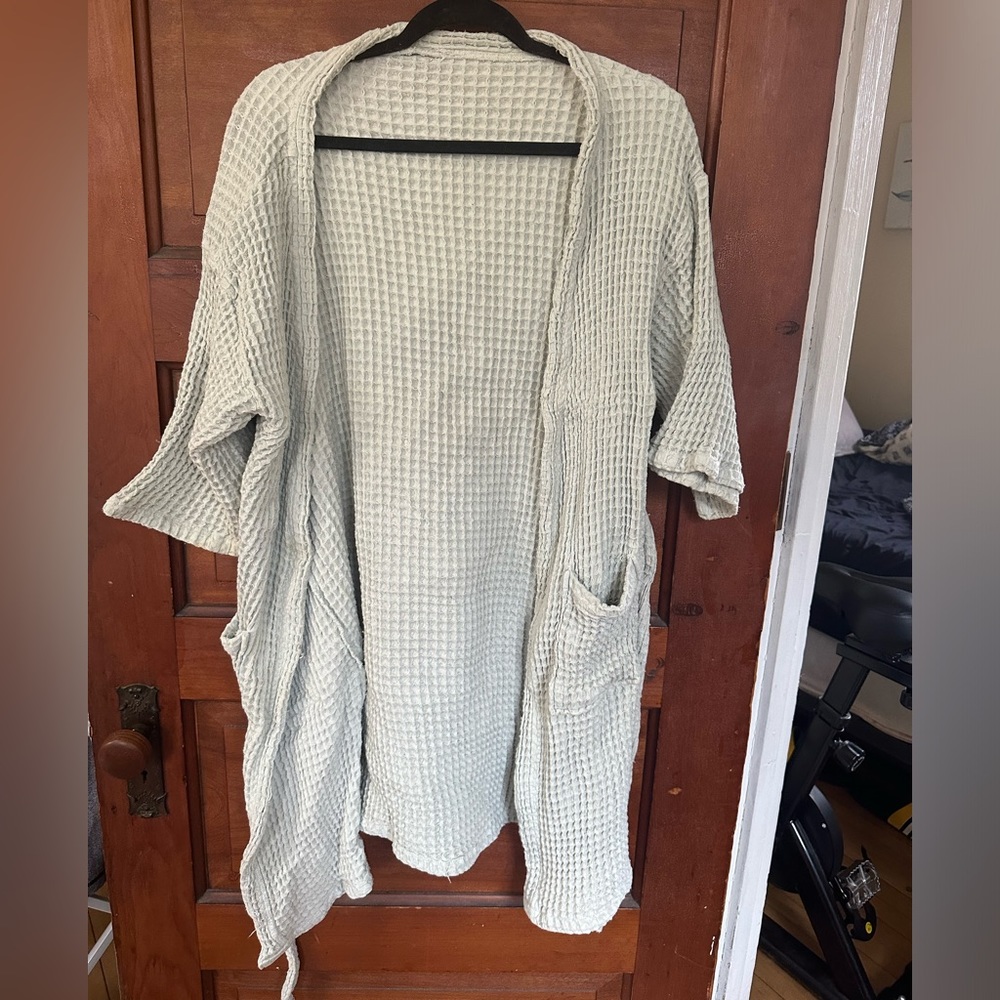 Light green waffle robe